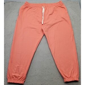 Real Essentials Cozy Jogger Pants Womens 3X Pink Cotton Elastic Waist Drawstring